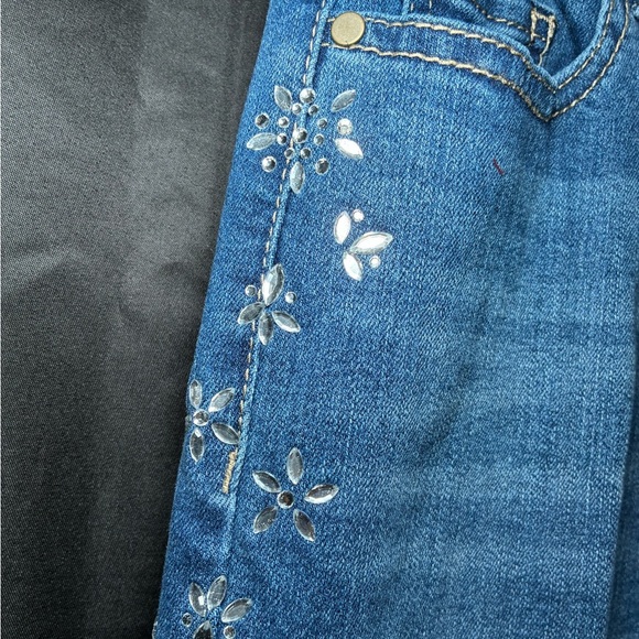 Camila Coelho Crystal Rhinestone Jeans Size 2 Medium Wash Straight Leg Fancy NWT - Picture 4 of 14